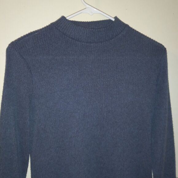 Lauren Conrad Mock Neck Ribbed Swing Dress-Small-3/4 Bell Sleeves-Ruffle Hem-Bow - Picture 3 of 10